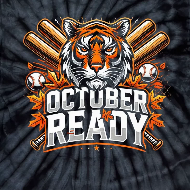 Baseball October Ready Tiger D Tie-Dye T-Shirt