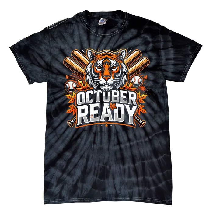 Baseball October Ready Tiger D Tie-Dye T-Shirt