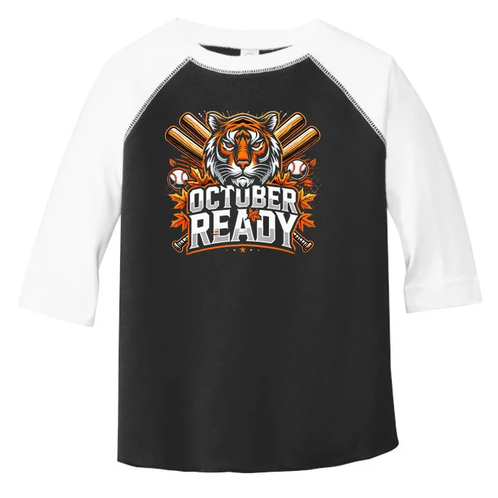 Baseball October Ready Tiger D Toddler Fine Jersey T-Shirt