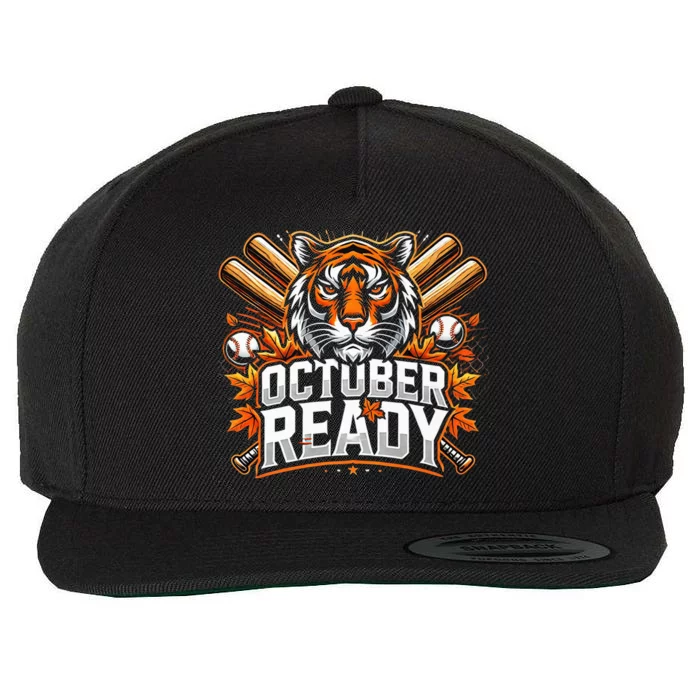 Baseball October Ready Tiger D Wool Snapback Cap