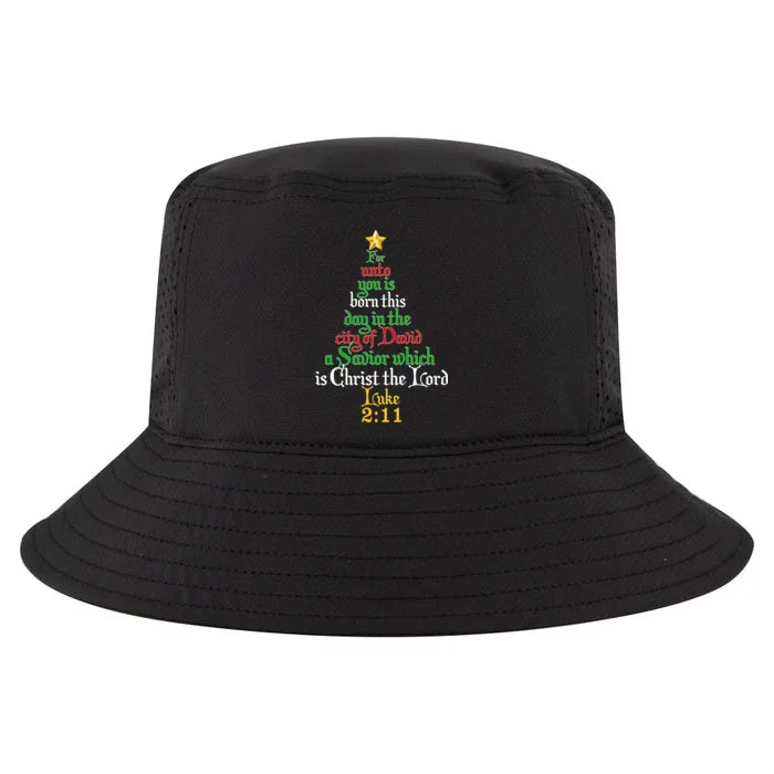 Born A Savior Christmas Christ The Lord Bible Verse Cool Comfort Performance Bucket Hat