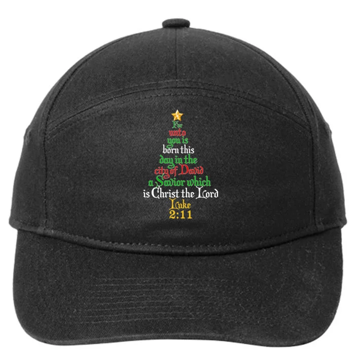 Born A Savior Christmas Christ The Lord Bible Verse 7-Panel Snapback Hat