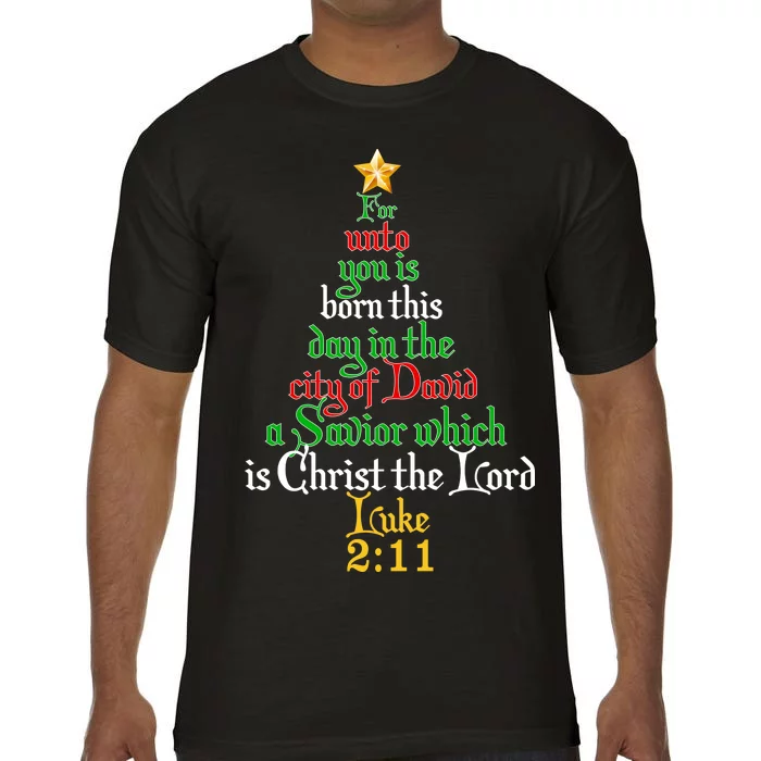 Born A Savior Christmas Christ The Lord Bible Verse Comfort Colors T-Shirt