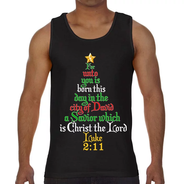 Born A Savior Christmas Christ The Lord Bible Verse Comfort Colors® Tank Top