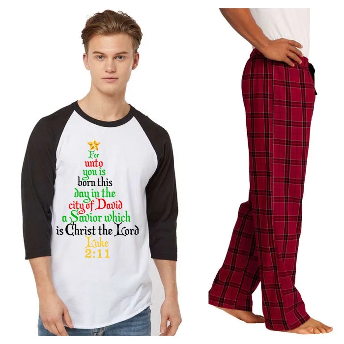 Born A Savior Christmas Christ The Lord Bible Verse Raglan Sleeve Pajama Set