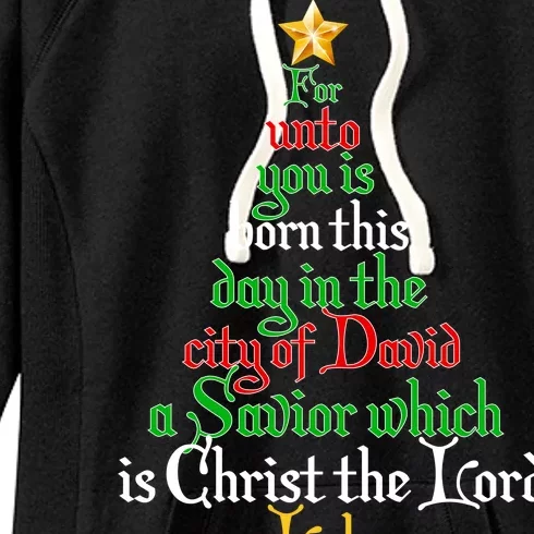 Born A Savior Christmas Christ The Lord Bible Verse Women's Fleece Hoodie