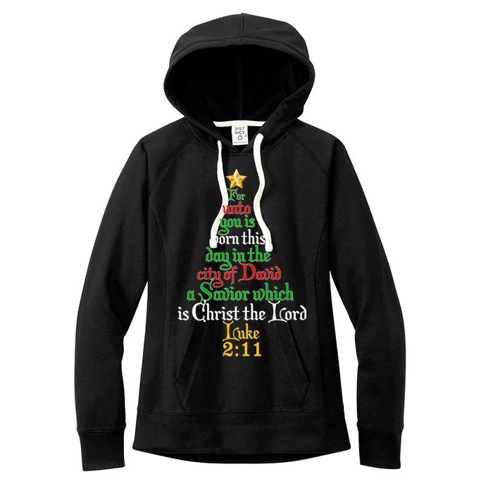 Born A Savior Christmas Christ The Lord Bible Verse Women's Fleece Hoodie