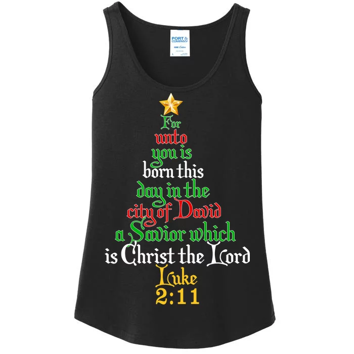 Born A Savior Christmas Christ The Lord Bible Verse Ladies Essential Tank