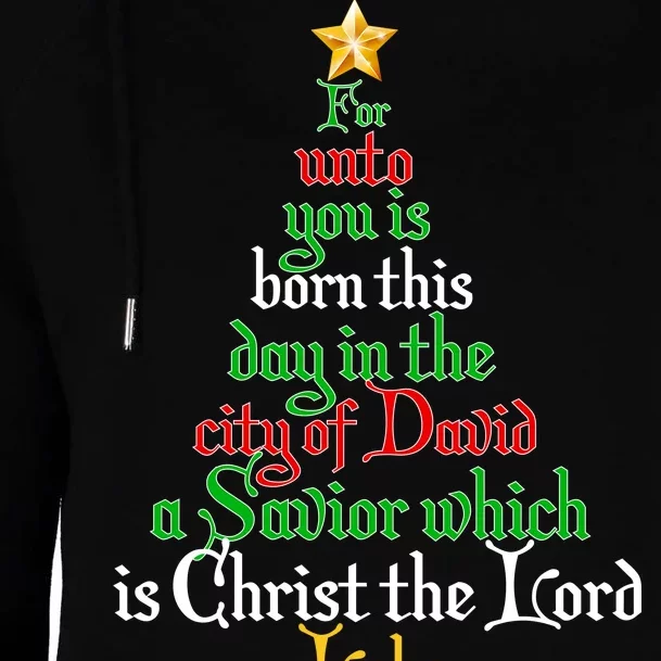 Born A Savior Christmas Christ The Lord Bible Verse Womens Funnel Neck Pullover Hood