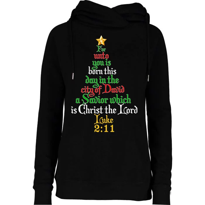 Born A Savior Christmas Christ The Lord Bible Verse Womens Funnel Neck Pullover Hood