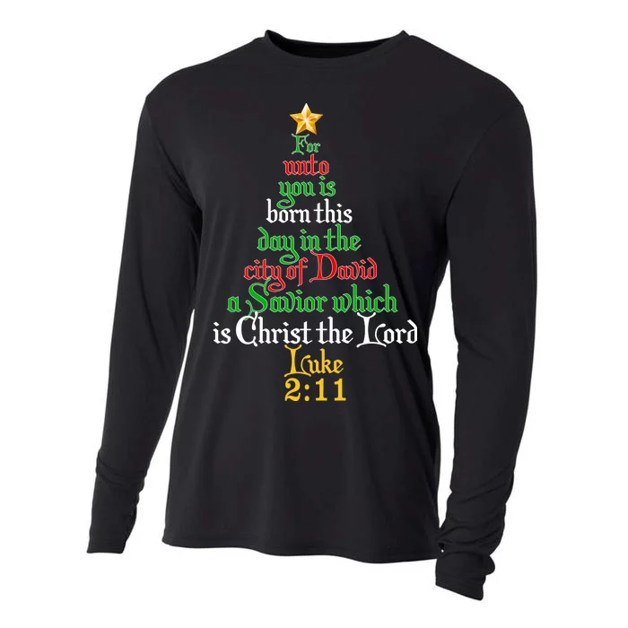 Born A Savior Christmas Christ The Lord Bible Verse Cooling Performance Long Sleeve Crew