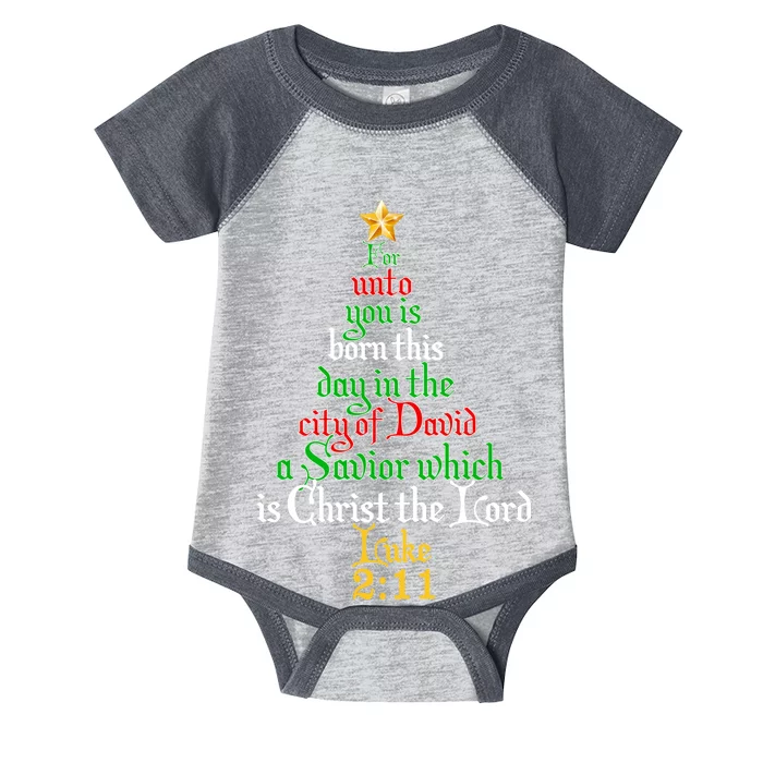 Born A Savior Christmas Christ The Lord Bible Verse Infant Baby Jersey Bodysuit