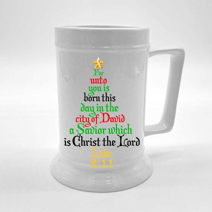 Born A Savior Christmas Christ The Lord Bible Verse Front & Back Beer Stein