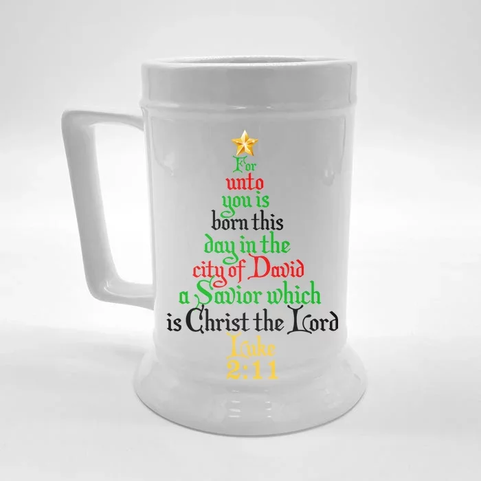 Born A Savior Christmas Christ The Lord Bible Verse Front & Back Beer Stein