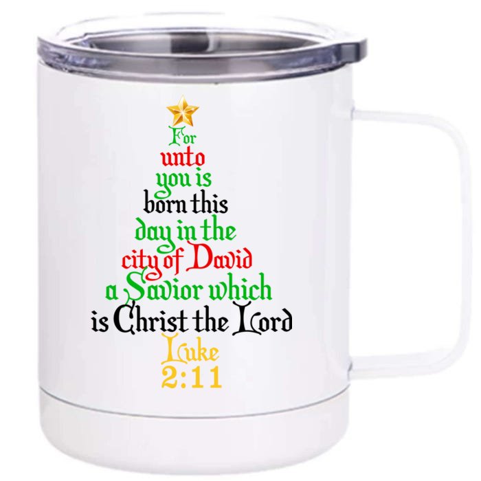 Born A Savior Christmas Christ The Lord Bible Verse Front & Back 12oz Stainless Steel Tumbler Cup