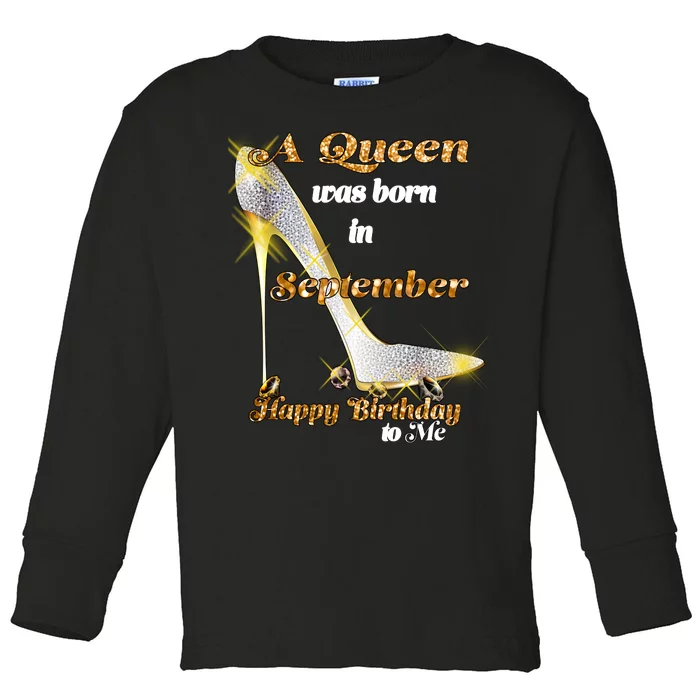 Born In August Birthday Queen Toddler Long Sleeve Shirt