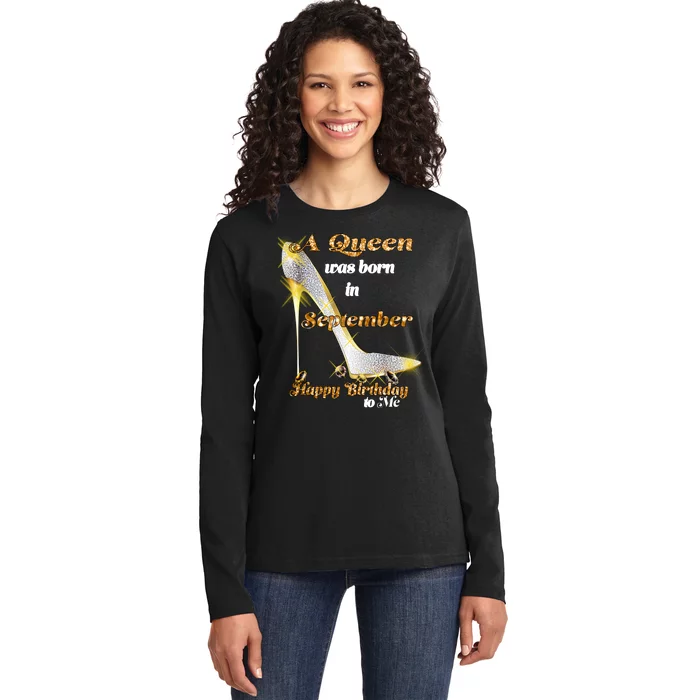 Born In August Birthday Queen Ladies Long Sleeve Shirt