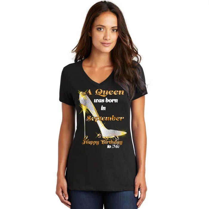 Born In August Birthday Queen Women's V-Neck T-Shirt