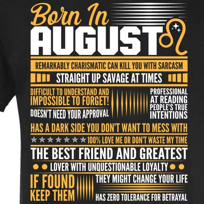 Born In August Leo Birthday Zodiac Garment-Dyed Heavyweight T-Shirt