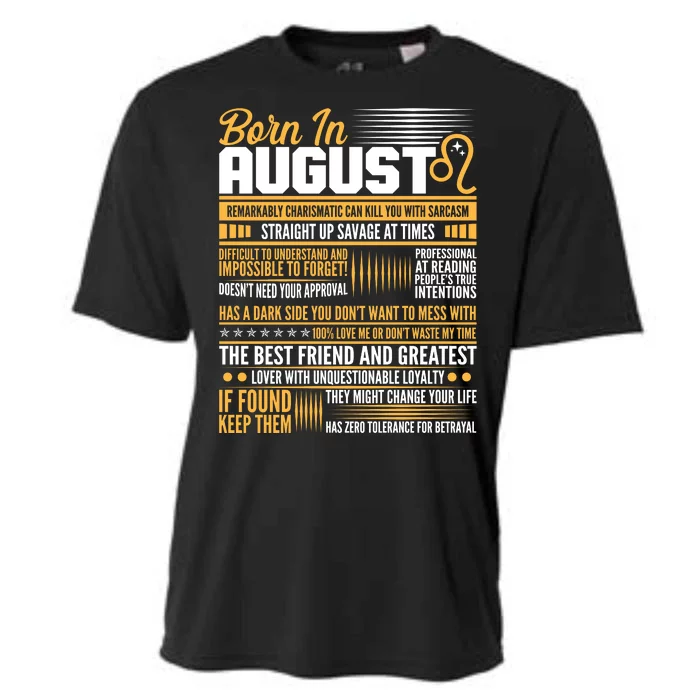 Born In August Leo Birthday Zodiac Cooling Performance Crew T-Shirt