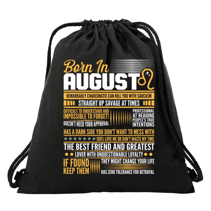 Born In August Leo Birthday Zodiac Drawstring Bag