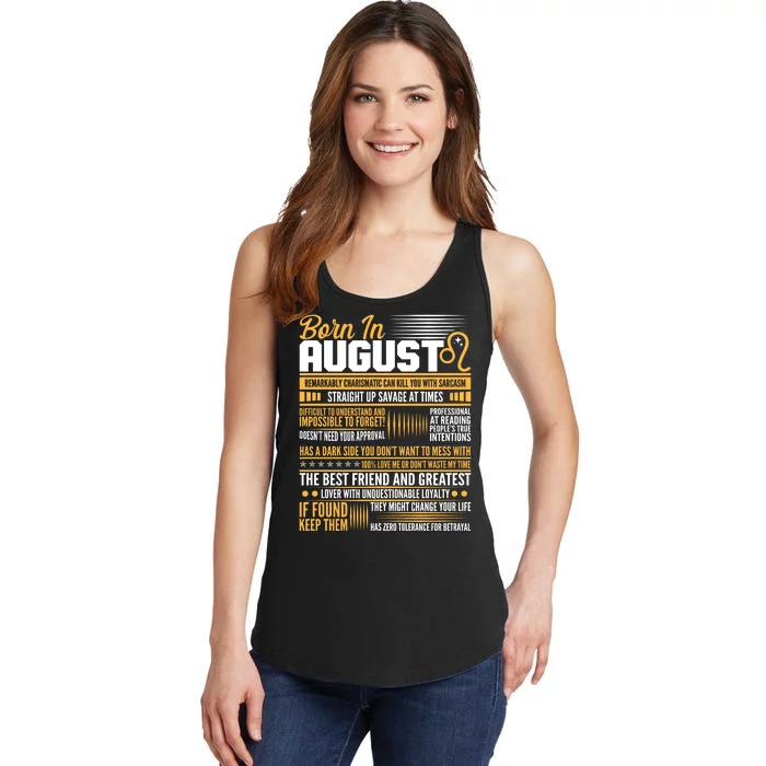 Born In August Leo Birthday Zodiac Ladies Essential Tank