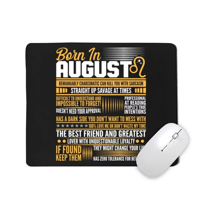 Born In August Leo Birthday Zodiac Mousepad