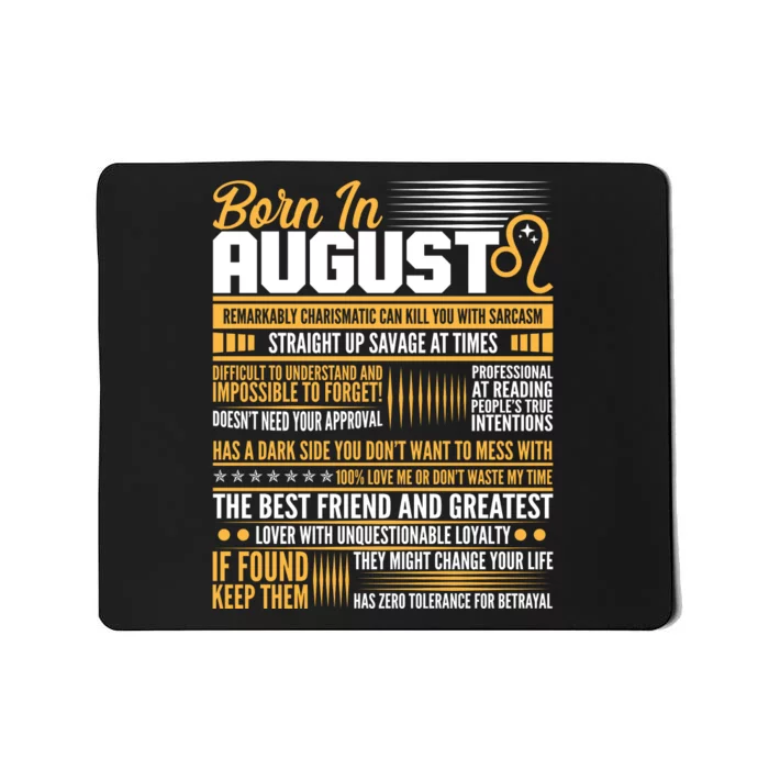 Born In August Leo Birthday Zodiac Mousepad