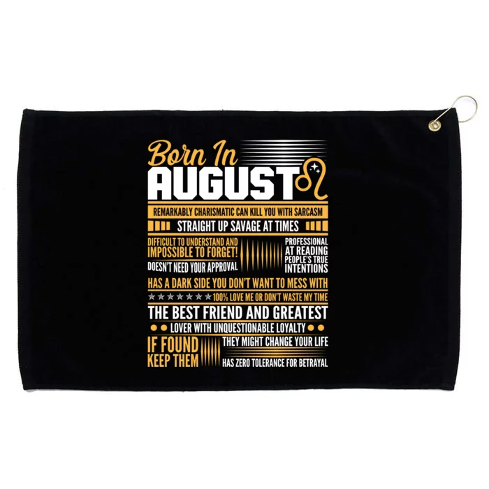 Born In August Leo Birthday Zodiac Grommeted Golf Towel