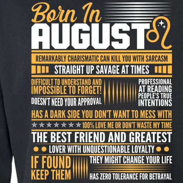 Born In August Leo Birthday Zodiac Cropped Pullover Crew