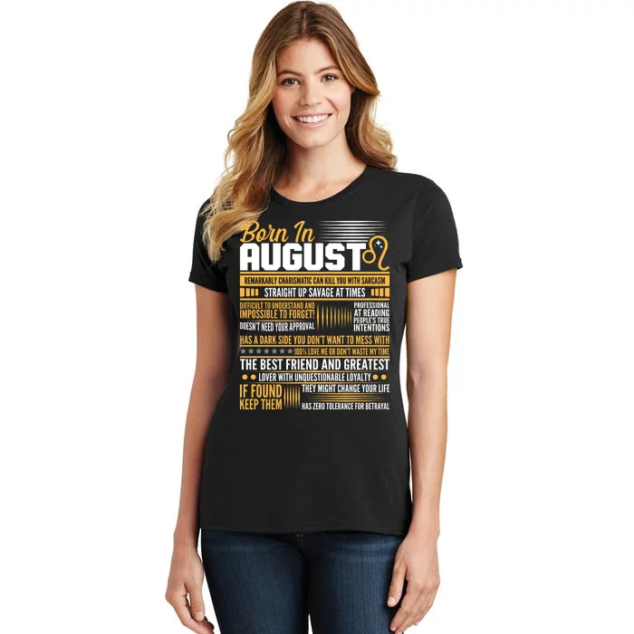 Born In August Leo Birthday Zodiac Women's T-Shirt