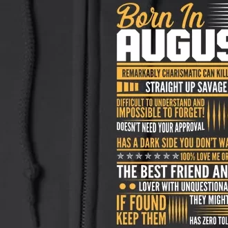 Born In August Leo Birthday Zodiac Full Zip Hoodie