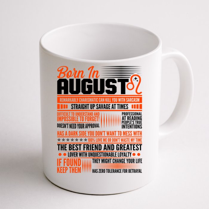 Born In August Leo Birthday Zodiac Front & Back Coffee Mug