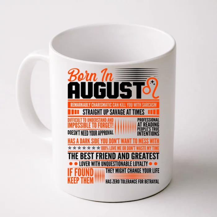 Born In August Leo Birthday Zodiac Front & Back Coffee Mug