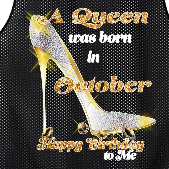 Born In October Birthday Queen Mesh Reversible Basketball Jersey Tank