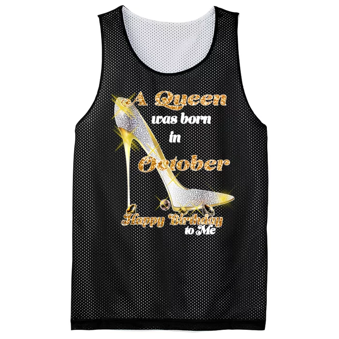 Born In October Birthday Queen Mesh Reversible Basketball Jersey Tank