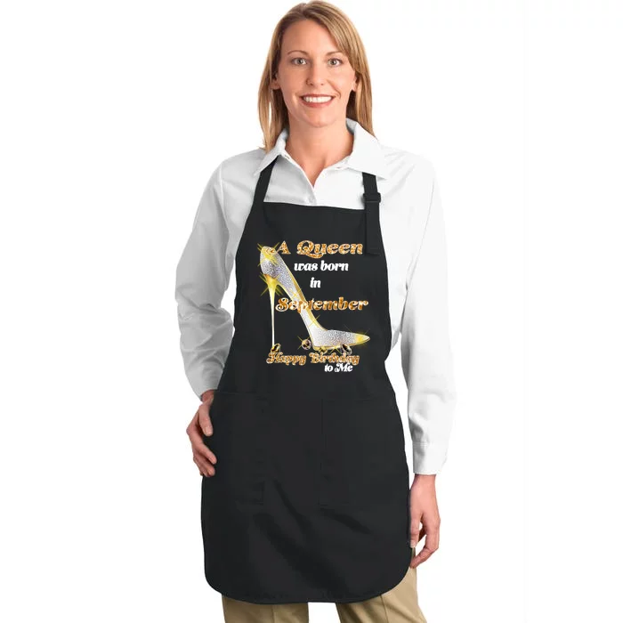 Born In September Birthday Queen Full-Length Apron With Pocket