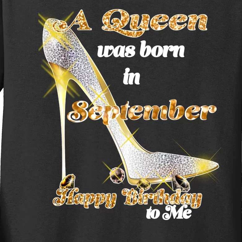 Born In September Birthday Queen Kids Long Sleeve Shirt