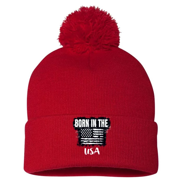 Born In The USA Pom Pom 12in Knit Beanie