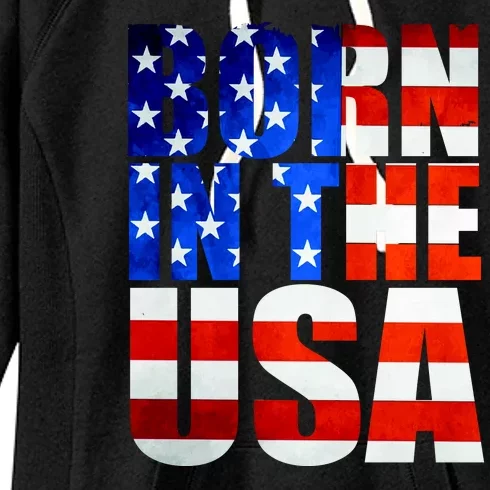 Born In The USA Flag Women's Fleece Hoodie