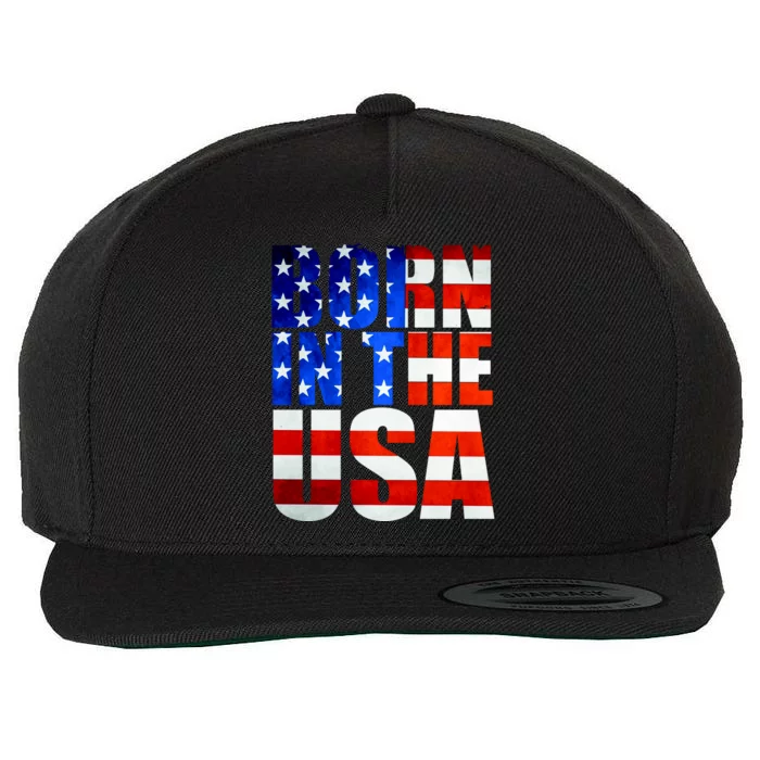 Born In The USA Flag Wool Snapback Cap