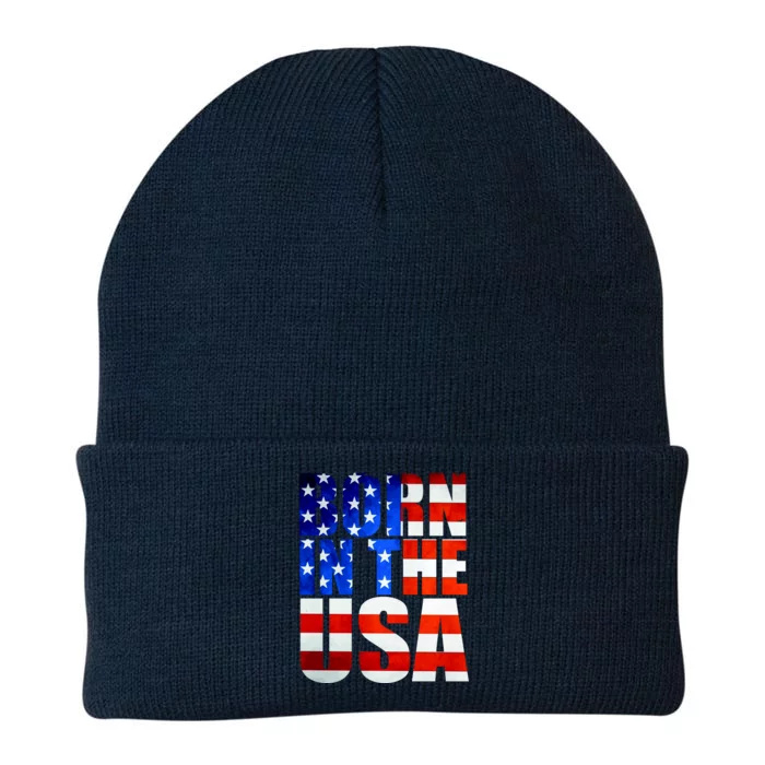 Born In The USA Flag Knit Cap Winter Beanie