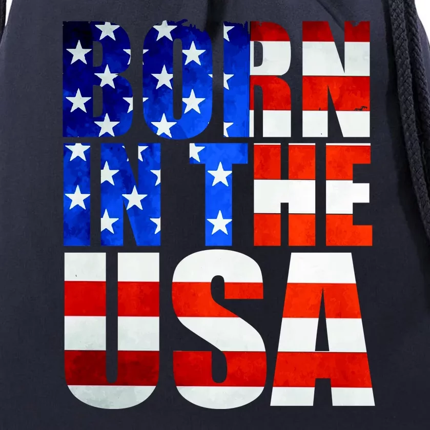 Born In The USA Flag Drawstring Bag