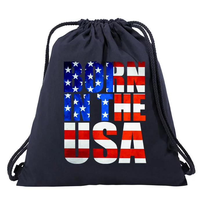 Born In The USA Flag Drawstring Bag