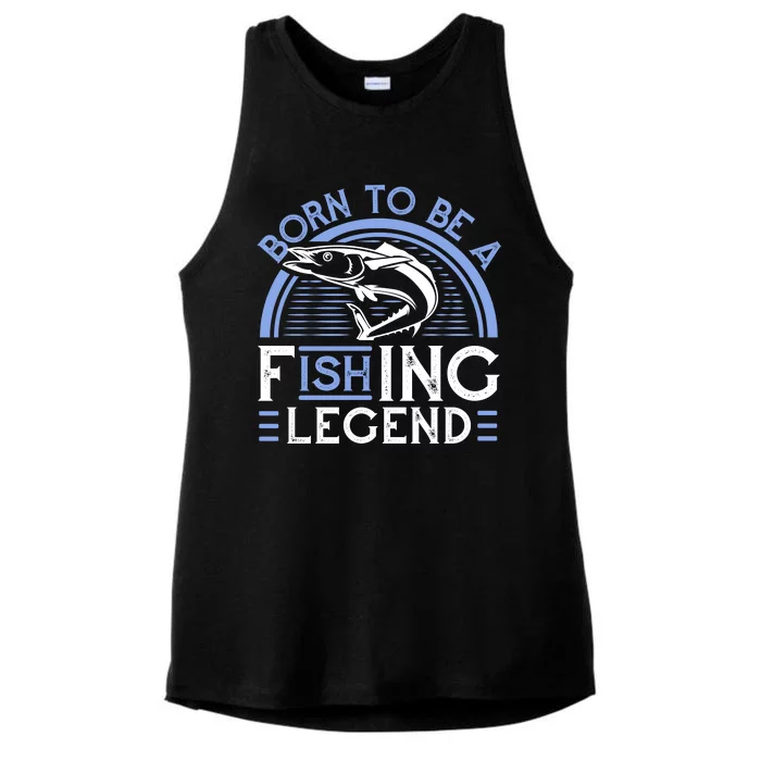 Born To Be A Fishing Legend Ladies Tri-Blend Wicking Tank