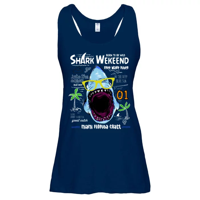 Born To Be Wild - Shark Weekend Slogans Ladies Essential Flowy Tank