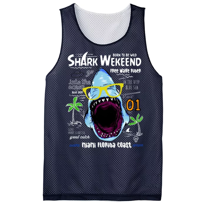 Born To Be Wild - Shark Weekend Slogans Mesh Reversible Basketball Jersey Tank