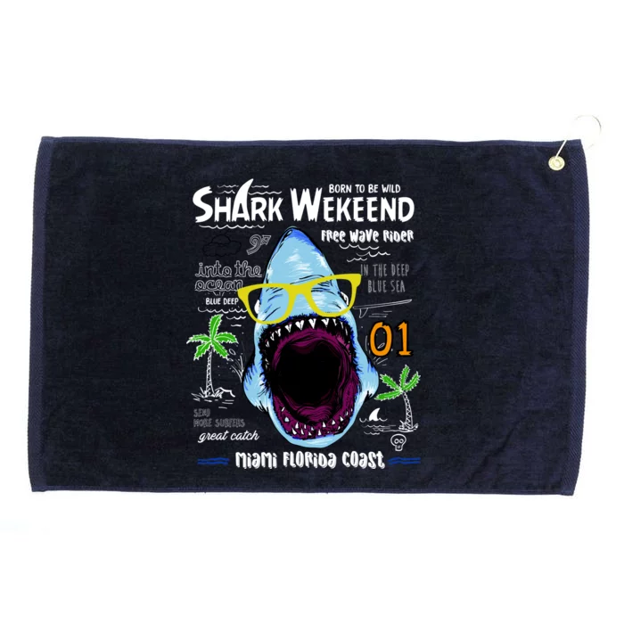 Born To Be Wild - Shark Weekend Slogans Grommeted Golf Towel