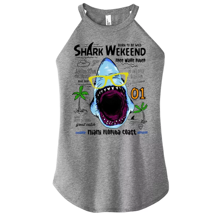 Born To Be Wild - Shark Weekend Slogans Women’s Perfect Tri Rocker Tank