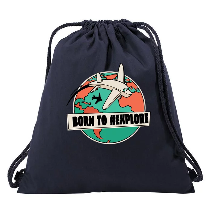 Born To Explore Drawstring Bag